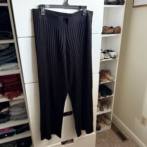 NWOT Milano Black Soft Lucious Knit Ribbed Wide Leg Pull On Pants Size XL